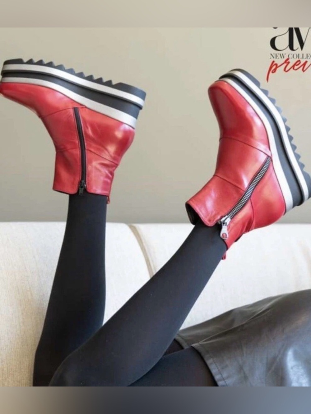 Marco Mareo Red Platform Bootie Size 36